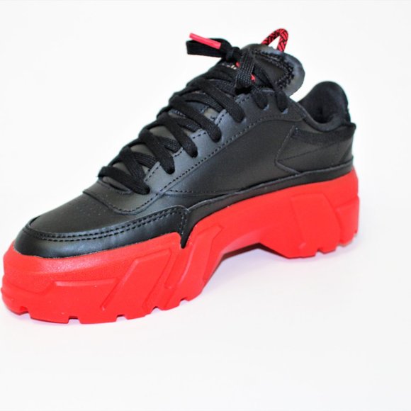 Reebok x Cardi B Club C Woman's Leather Black&Vector Red Platforms Women's 3.5 - Picture 9 of 11